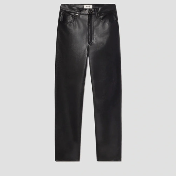 Recycled‎ Leather Pinch Waist Leather Pants - Picture 1 of 6